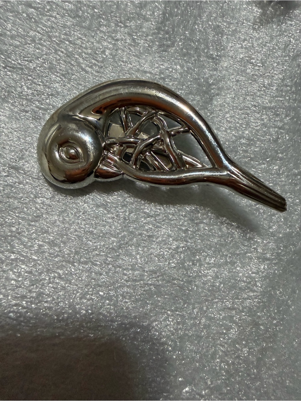 Neiman Marcus Silver Tone Clip Brooch with Script Logo